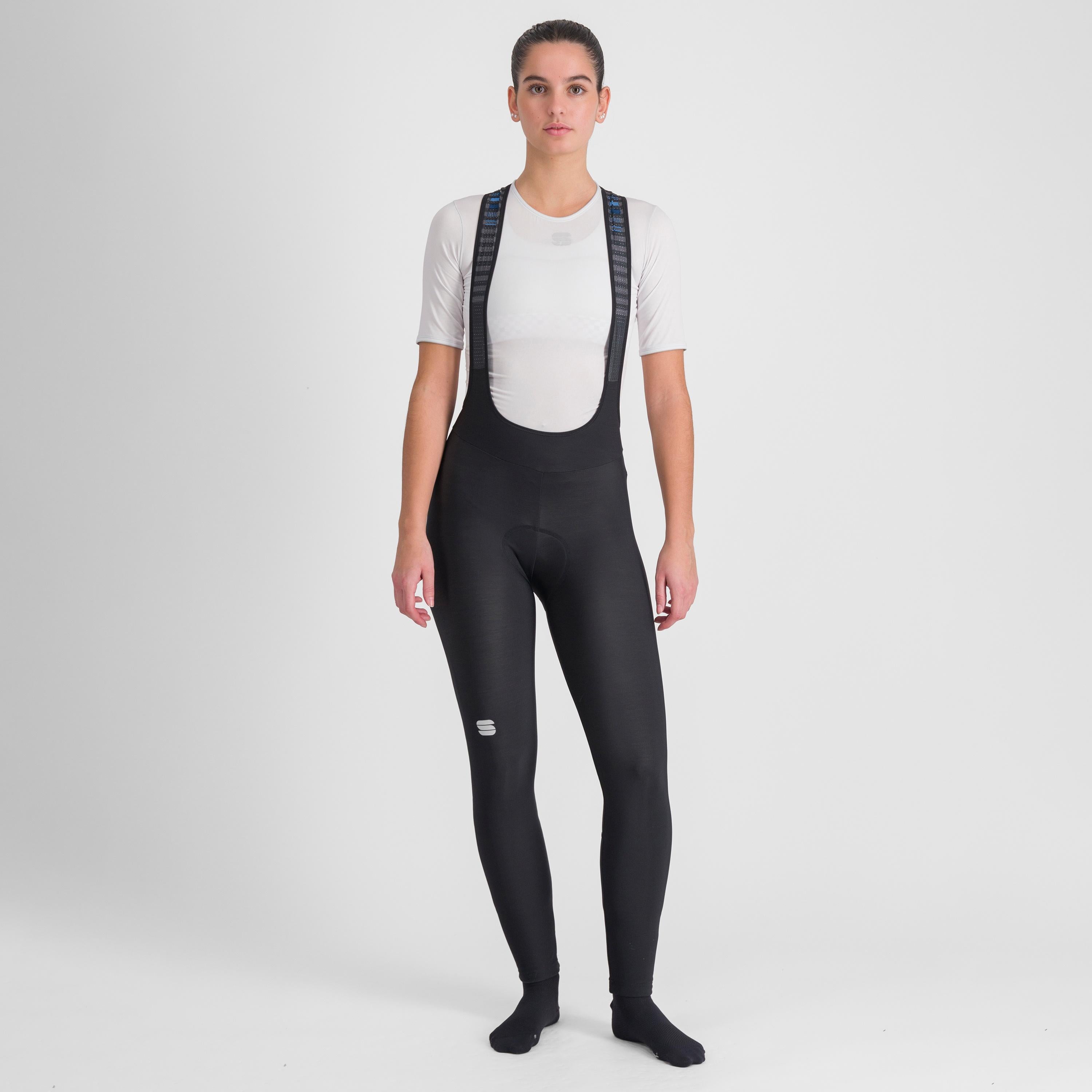 Classic woman bibtight - black blue denim - sportful