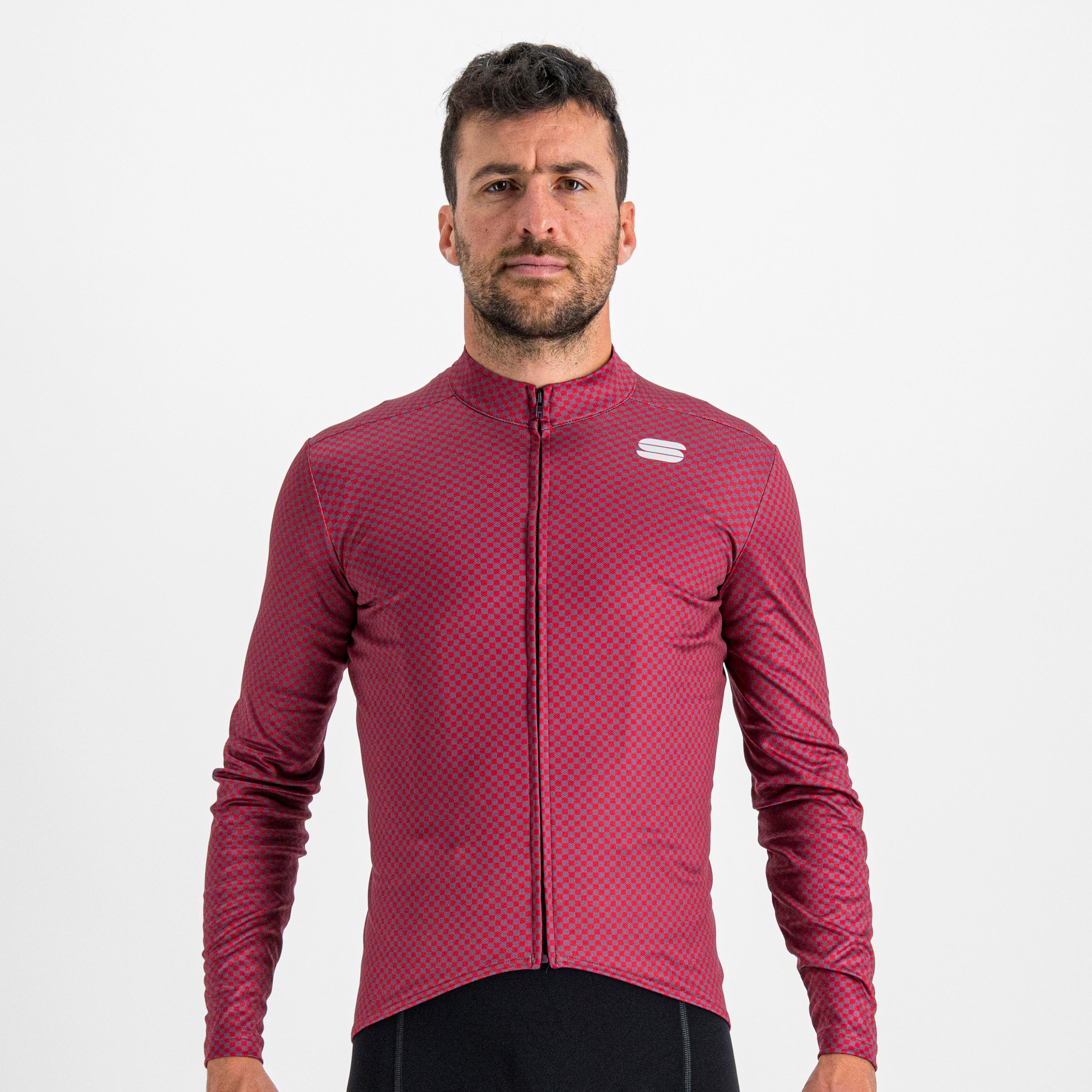 Checkmate thermal jersey - prune red rumba pompelmo - sportful