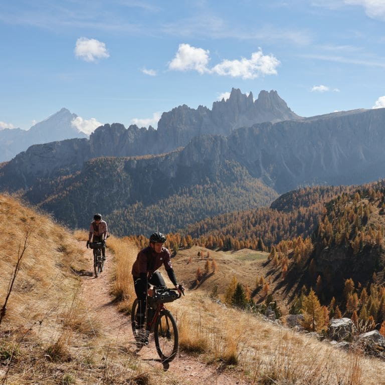 cyclists doing buikepacking in the dolomites